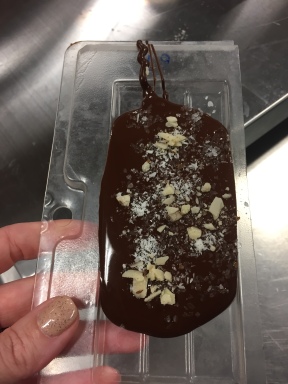 My chocolate bar with almonds, coconut, and salt.
